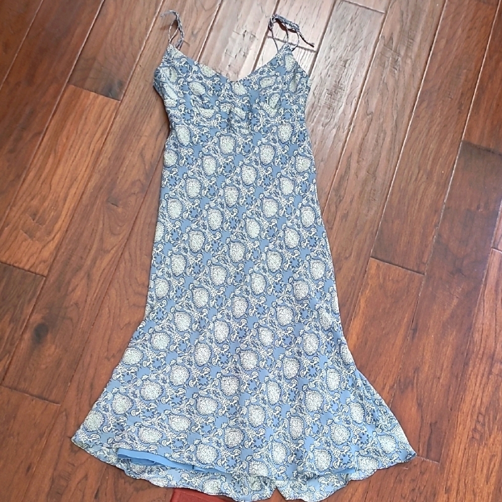 J. Crew Blue and White Paisley Midi Slip Dress